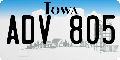 IA license plate ADV805