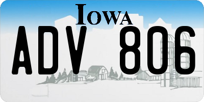 IA license plate ADV806