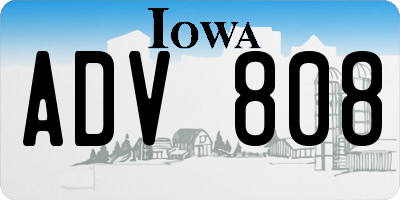 IA license plate ADV808