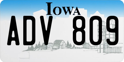 IA license plate ADV809
