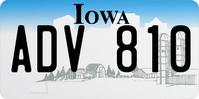 IA license plate ADV810