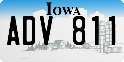 IA license plate ADV811
