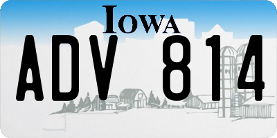 IA license plate ADV814