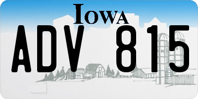 IA license plate ADV815