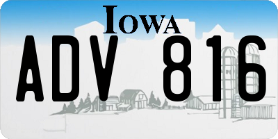 IA license plate ADV816