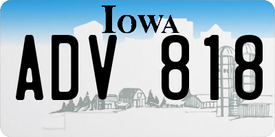 IA license plate ADV818