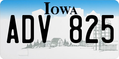 IA license plate ADV825