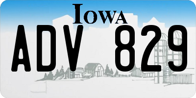IA license plate ADV829