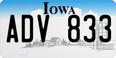 IA license plate ADV833