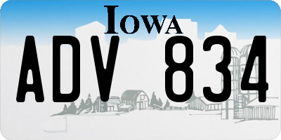 IA license plate ADV834
