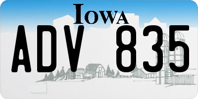 IA license plate ADV835