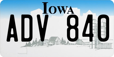 IA license plate ADV840