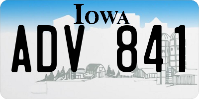 IA license plate ADV841