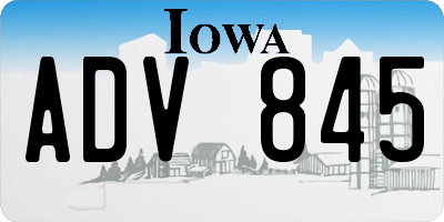 IA license plate ADV845