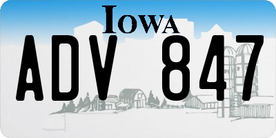 IA license plate ADV847