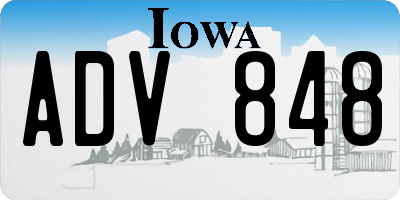 IA license plate ADV848