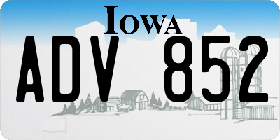 IA license plate ADV852