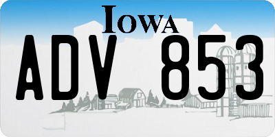 IA license plate ADV853