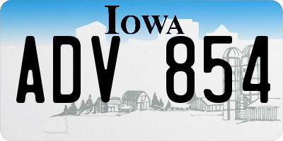 IA license plate ADV854