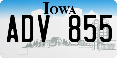 IA license plate ADV855