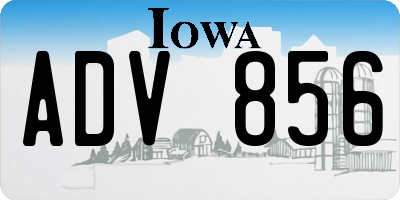 IA license plate ADV856