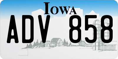 IA license plate ADV858