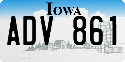 IA license plate ADV861