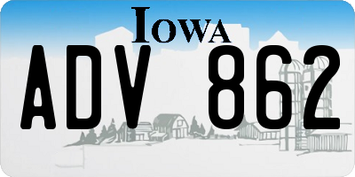 IA license plate ADV862