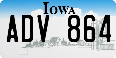 IA license plate ADV864