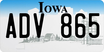 IA license plate ADV865