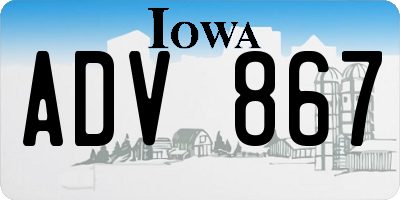 IA license plate ADV867