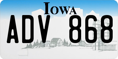 IA license plate ADV868