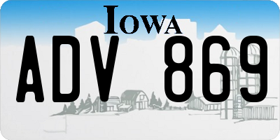 IA license plate ADV869