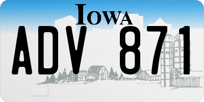 IA license plate ADV871