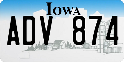IA license plate ADV874