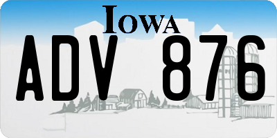 IA license plate ADV876