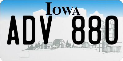 IA license plate ADV880