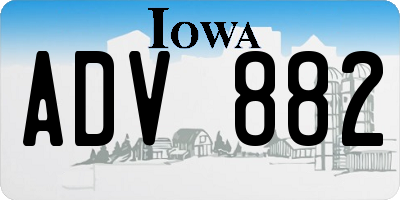 IA license plate ADV882