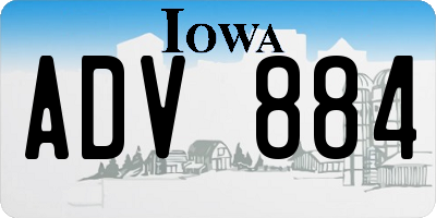 IA license plate ADV884