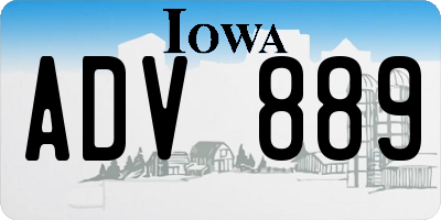 IA license plate ADV889