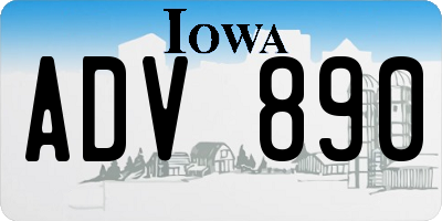 IA license plate ADV890