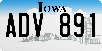 IA license plate ADV891