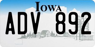 IA license plate ADV892