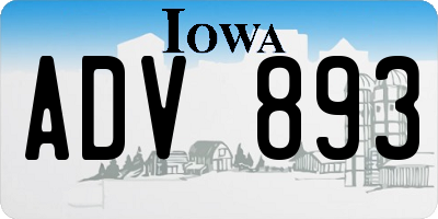 IA license plate ADV893