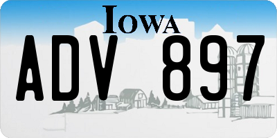 IA license plate ADV897