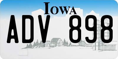IA license plate ADV898