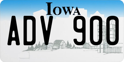 IA license plate ADV900