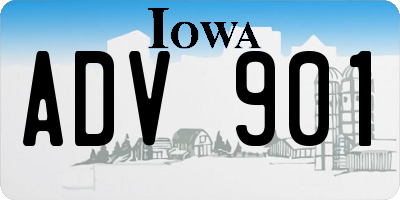 IA license plate ADV901