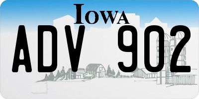IA license plate ADV902