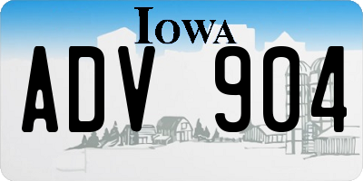 IA license plate ADV904